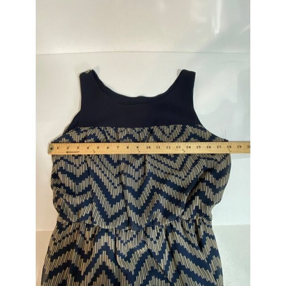 Enfocus Petite Chevron Sleeveless Maxi Dress Blue & Tan Women’s Size 10 - Picture 6 of 9